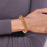 AMEN Stainless Steel Lord's Prayer Tan Leather Wrap with Magnetic Clasp with Magnetic Clasp 22.25 Inch Bracelet