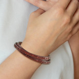 AMEN Stainless Steel Serenity Prayer Brown Leather Wrap with Magnetic Clasp 23.5 Inch Bracelet