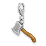 Amore La Vita Sterling Silver Rhodium-plated 3-D Axe with Brown Enameled Handle Charm with Fancy Lobster Charm