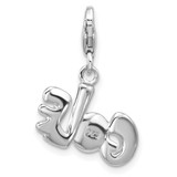 Amore La Vita Sterling Silver Rhodium-plated Brown Enameled GOLF with Golf Club and Ball with White Crystal Charm with Fancy Lobster Clasp