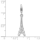 Amore La Vita Sterling Silver Rhodium-plated Polished 3-D Eiffel Tower Charm with Fancy Lobster Clasp