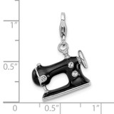 Amore La Vita Sterling Silver Rhodium-plated Polished 3-D Enameled Sewing Machine Charm with Fancy Lobster Clasp - QC-88A74FEB-6916