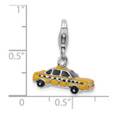 Amore La Vita Sterling Silver Rhodium-plated Polished 3-D Enameled Taxi Cab Charm with Fancy Lobster Clasp