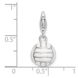 Amore La Vita Sterling Silver Rhodium-plated Polished 3-D Enameled Volleyball Charm with Fancy Lobster Clasp