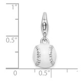Amore La Vita Sterling Silver Rhodium-plated Polished 3-D Polished and Enameled Baseball Charm with Fancy Lobster Clasp