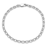Amore La Vita Sterling Silver Rhodium-plated Polished 5.25mm Oval and Round Link 9 inch with Lobster Clasp Charm Anklet