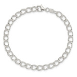 Amore La Vita Sterling Silver Rhodium-plated Polished 5.3mm 7 inch Half Round Wire Curb Chain with Fancy Lobster Clasp Charm Bracelet