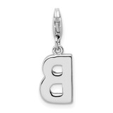 Amore La Vita Sterling Silver Rhodium-plated Polished CZ Letter B Initial Charm with Fancy Lobster Clasp - QC-61395C44-6865