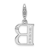 Amore La Vita Sterling Silver Rhodium-plated Polished CZ Letter B Initial Charm with Fancy Lobster Clasp - QC-9EEE4B76-2089