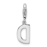 Amore La Vita Sterling Silver Rhodium-plated Polished CZ Letter D Initial Charm with Fancy Lobster Clasp - QC-05F0305B-9057