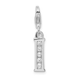 Amore La Vita Sterling Silver Rhodium-plated Polished CZ Letter I Initial Charm with Fancy Lobster Clasp - QC-868AC79E-6972