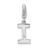 Amore La Vita Sterling Silver Rhodium-plated Polished CZ Letter I Initial Charm with Fancy Lobster Clasp - QC-F99FA46C-3940
