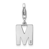 Amore La Vita Sterling Silver Rhodium-plated Polished CZ Letter M Initial Charm with Fancy Lobster Clasp - QC-9B8BA3AB-1212
