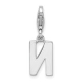 Amore La Vita Sterling Silver Rhodium-plated Polished CZ Letter N Initial Charm with Fancy Lobster Clasp - QC-37E1B847-6715
