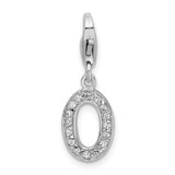 Amore La Vita Sterling Silver Rhodium-plated Polished CZ Letter O Initial Charm with Fancy Lobster Clasp - QC-17462669-3580