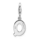 Amore La Vita Sterling Silver Rhodium-plated Polished CZ Letter Q Initial Charm with Fancy Lobster Clasp - QC-ACF06951-3661
