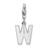 Amore La Vita Sterling Silver Rhodium-plated Polished CZ Letter W Initial Charm with Fancy Lobster Clasp - QC-D803ADA8-3393
