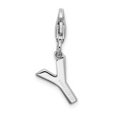 Amore La Vita Sterling Silver Rhodium-plated Polished CZ Letter Y Initial Charm with Fancy Lobster Clasp - QC-58A4DCDF-8106