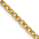 14K 18 inch 3.2mm Round Open Link Cable with Lobster Clasp Chain