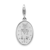 Amore La Vita Sterling Silver Rhodium-plated Polished Miraculous Medal Charm with Fancy Lobster Clasp - QC-EE3FBF12-4295