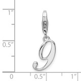 Amore La Vita Sterling Silver Rhodium-plated Polished Number 9 Charm with Fancy Lobster Clasp