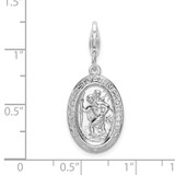 Amore La Vita Sterling Silver Rhodium-plated Polished Saint Christopher Medal Charm with Fancy Lobster Clasp - QC-830490E3-7250