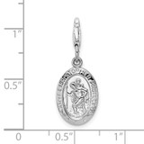 Amore La Vita Sterling Silver Rhodium-plated Polished Saint Christopher Medal Charm with Fancy Lobster Clasp - QC-9AB97330-1755