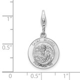 Amore La Vita Sterling Silver Rhodium-plated Polished Saint Michael Medal Charm with Fancy Lobster Clasp - QC-2B883D40-8560