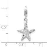 Amore La Vita Sterling Silver Rhodium-plated Polished Starfish Charm with Fancy Lobster Clasp