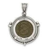 Ancient Coins Sterling Silver and Bronze Antiqued Constantine l Coin Pendant with a Certificate of Authenticity