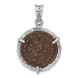 Ancient Coins Sterling Silver and Bronze Antiqued Roman Constantine l Coin Pendant with a Certificate of Authenticity