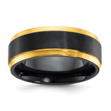 Black Zirconium Polished Yellow IP-plated w/Brushed Black Center 8mm Band - ZC-47866977-8190