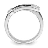Brilliant Embers Sterling Silver Rhodium-plated 109 Stone Micro Pav‚ Black and White CZ Buckle Ring - QM-50A4DFA1-6975