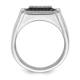 Brilliant Embers Sterling Silver Rhodium-plated 113 Stone Micro Pav‚ CZ Black and White Men's Ring - QM-48E4BF75-6488