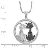 Brilliant Embers Sterling Silver Rhodium-plated 155 Stone 18 inch Micro Pav‚ Black and White CZ Cat Necklace with 2 Inch Extender