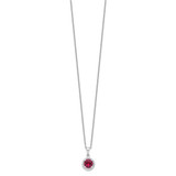 Brilliant Embers Sterling Silver Rhodium-plated 20 Stone 18 inch Red Corundum and Clear CZ Halo Necklace with 2 Inch Extender