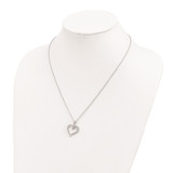 Brilliant Embers Sterling Silver Rhodium-plated 21 Stone 18 inch Micro Pav‚ CZ Polished Heart Necklace with 2 Inch Extender