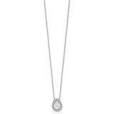 Brilliant Embers Sterling Silver Rhodium-plated 28 Stone 18 inch Halo Micro Pav‚ CZ Teardrop Necklace with 2 Inch Extender