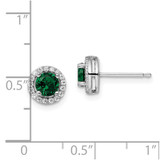 Brilliant Embers Sterling Silver Rhodium-plated 34 Stone White and Green Micro Pav‚ Halo CZ Post Earrings