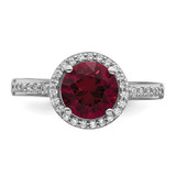 Brilliant Embers Sterling Silver Rhodium-plated 35 Stone Red Corundum and CZ Halo Ring - QM-95D3C109-7925