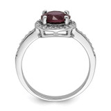Brilliant Embers Sterling Silver Rhodium-plated 35 Stone Red Corundum and CZ Halo Ring - QM-A5ABCD87-7804