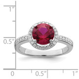 Brilliant Embers Sterling Silver Rhodium-plated 35 Stone Red Corundum and CZ Halo Ring - QM-A5ABCD87-7804
