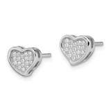 Brilliant Embers Sterling Silver Rhodium-plated 36 Stone Micro Pav‚ CZ Heart Post Earrings