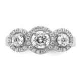 Brilliant Embers Sterling Silver Rhodium-plated 42 Stone Halo Micro Pav‚ CZ 3 Stone Ring - QM-5990C1B9-7695