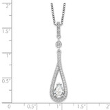 Brilliant Embers Sterling Silver Rhodium-plated 46 Stone 18 inch with 2 inch extender Spring Ring Clasp Micro Pav‚ CZ Teardrop Necklace with 2 Inch Extender