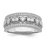 Brilliant Embers Sterling Silver Rhodium-plated 59 Stone Micro Pav‚ CZ Polished Ring - QM-0556EFBF-6521