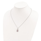 Brilliant Embers Sterling Silver Rhodium-plated 62 Stone 18 inch Micro Pav‚ Red and White CZ Heart Necklace with 2 Inch Extender