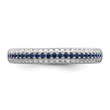 Brilliant Embers Sterling Silver Rhodium-plated 67 Stone Blue and White Micro Pav‚ CZ Polished Ring - QM-7EC4CBEF-2104