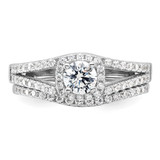 Brilliant Embers Sterling Silver Rhodium-plated 67 Stone Micro Pav‚ CZ 2 Piece Wedding Ring Set - QM-319257DF-5004