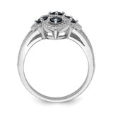 Brilliant Embers Sterling Silver Rhodium-plated 84 Stone Blue and White Micro Pav‚ CZ Ring - QM-17130E87-4725